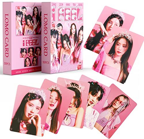 PYAJUU (G) I-DLE Fotokarten 55 Stück Gidle I Feel Photocard Kpop (G) I-DLE Lomo Karten I Feel Photocard Geschenk für Fans Tochter (G) I-DLE Merch