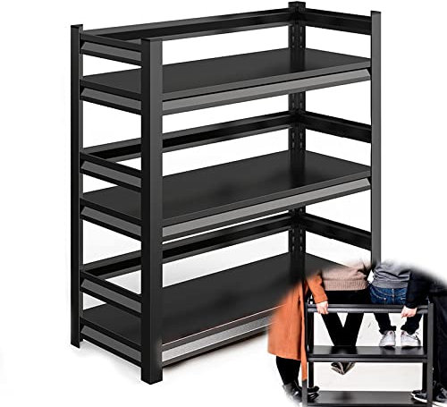 Industrie Schwerlastregal Büroregale Regal Schwarz Stahl Garagenregal 30 CRM Tief, Traglast 450kg, 60/70/80/90/100/120 cm Breit Küche Lagerregal Keller Steckregal (Size : 24x12x32 in/60x30x80cm)