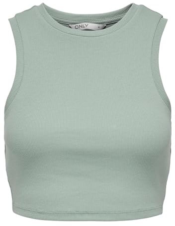 Only Onlvilma S/L Cropped Tank Top Jrs Noos Camiseta sin Mangas, Verde, M para Mujer