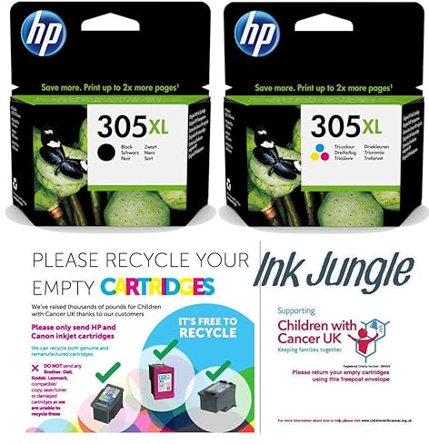 Ink Jungle HP 305XL Tintenpatrone für HP ENVY 6010 6010e 6020 6020e 6022 6022e 6030 6030e 6032 6032e 6420e 6430e 6432e und eine Recyclingtasche für Wohltätigkeitsorganisationen 3YMM, Schwarz und Farbe