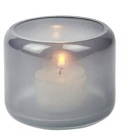 Lambert [BR Oudon Windlicht, Glas, Graublau, H 7 cm, D 8,5 cm