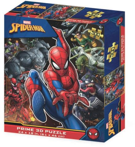 Grandi Giochi PUA07000 Spiderman vs nemici Marvel Feinde horizontales Linsenpuzzle, mit 500 Teilen und 3D-Effekt Verpackung-PUA07000