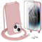 DiDaDi Handykette kompatibel mit iPhone 13 Mini Hülle,Handyband Necklace Hülle mit Band Handyhülle für zum Umhängen Silikon Case mit Schnur Schutzfolie und Kameraschutz in Dunkelrosa Gold