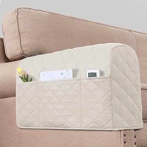 BXFUL Armlehnenbezüge,Armlehnenschoner,Anti-Rutsch- Armkappen für L Form Sofaschoner Chaiselongue ecksofa Schonbezüge Wohnzimmer Sessel Hunde Haustiere (Elfenbein)