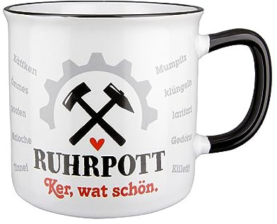 GILDE - 50794 - Kaffeebecher, Tasse, Ruhrpott, Ker, wat schön, Porzellan, 8,7cm x 13,2cm x 9,7cm, 390ml