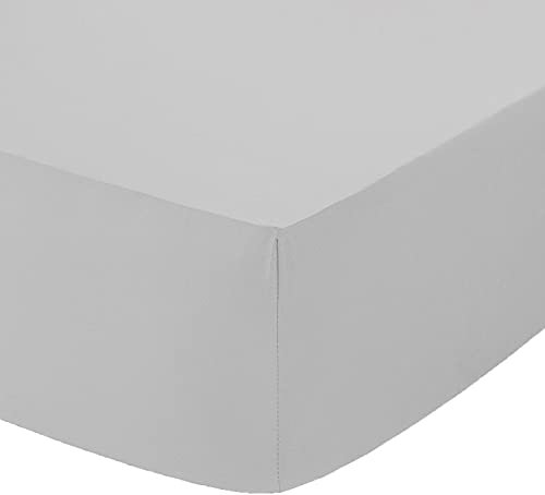 British Home Bedding Percale Extra Deep 16inch/40CM Fitted Sheet - Easycare Non iron and Anti Wrinkle Easy Iron Deep Fitted Sheet (Silver, 4ft)