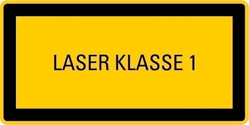 Aufkleber Hinweis für Lasereinrichtung „LASER KLASSE 1“ ähnl. ISO 7010 Signalgelb, DIN EN 60825 Made in Germany | Größen wählbar, Größen Name: Aufkleber | 10 x 5 cm