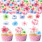 GoldRock Essbare Tortendeko Blumen, 36 Stück Essbare Blumen für Torte,Bunt Blumen für Tortendeko Essbar,Esspapier Tortendeko Cupcake,Essbare Blüten Kuchen für Hawaii,Dschungel,Hochzeit Geburtstag Deko