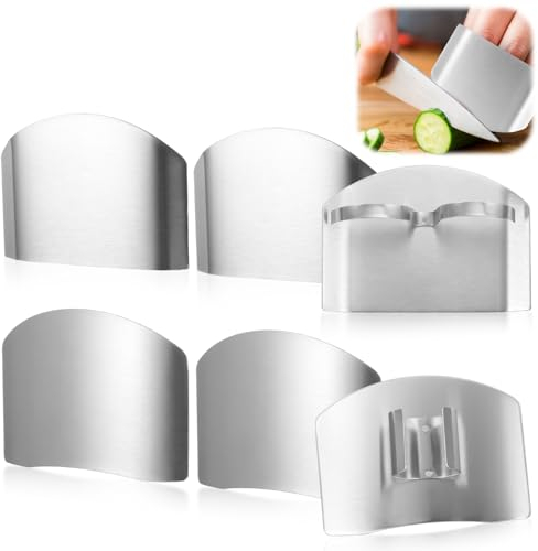SIWOKJJO 6 Stück Edelstahl aus Fingerschutz, Edelstahl Fingerschutz zum Schneiden Würfeln und Schneiden in Küchen, Fingerschutz zum Schneiden Küchenfingerschutz Schutz Ihrer Finger und Fingernagelz