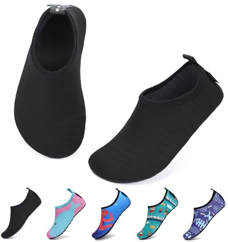 SAGUARO Escarpines Niño Niña Zapatillas para Agua Zapatos de Río Playa Calzado Deportes Acuáticos para Piscina Buceo Surf Natación Nadar Mares Vela Rocas, Onyx Negro, 26/27 EU