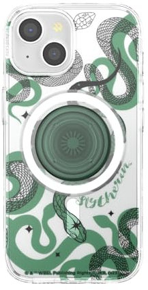PopSockets iPhone 15 Case with Round Phone Grip Compatible with MagSafe, Phone Case for iPhone 15, Wireless Charging Compatible, Harry Potter - Slytherin
