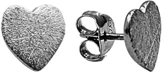 Beate Stohr Ohrstecker Herz Ohrringe Damen, Eismatt und Flach, Handarbeit, 9mm, aus Silber 925 - Piercing Ohr Schmuck - Ohrringe Silber 925 Stecker - Geschenk Freundin Geburtstag