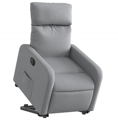 vidaXL Relaxsessel, Sessel mit Aufstehhilfe Elektrisch, Fernsehsessel mit Liegefunktion, Liegesessel Aufstehsessel für Wohnzimmer, Hellgrau Stoff