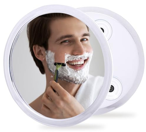 Espejo de ducha antivaho para afeitarse y maquillarse con 3 potentes ventosas extraíbles, espejo antivaho irrompible para ducha y baño, espejo de seguridad para niños sin vidrio, espejo antivaho