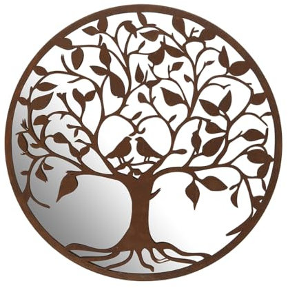 Tree Out Life Garden Mirror Distressed Effect Iron Ornate Scrolled Love Birds Outdoor Mirrors for Gardens Tree Of Life Wall Art
