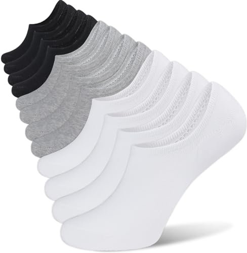 PROPOG 12 Paar Sneaker Socken Damen 39-42, Füsslinge Damen Herren Füßlinge No Show Socken Sneakersocken mit Rutschfest Silikon Kurze Laufsocken Unisex Unsichtbare Sportsocken…