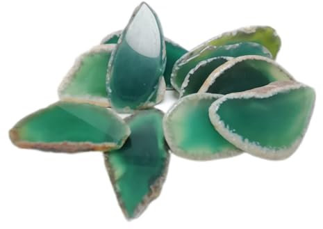 CZAOINCU Cristal curativo 10 Piezas de Colgante de ónix Natural Colgante Verde en rodajas Irregular Piedra de Cristal Natural Roca Natural Inicio Colecciones (Size : One Size)