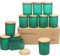 MILIVIXAY Paquete de 12 tarros de cristal grueso verde mate de 7 onzas con tapas, tarro de vela vacío a granel para hacer velas, recipientes de especias y polvo.