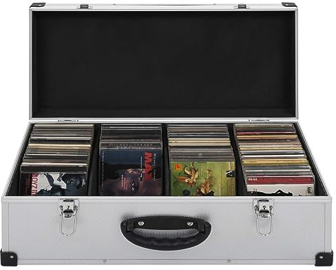Somanki CD-Koffer für 80 CDs, DVD Aufbewahrungsbox, DVD Box, DVD Aufbewahrung, Aufbewahrungskoffer, Cd-aufbewahrung, Aluminium ABS Silbern