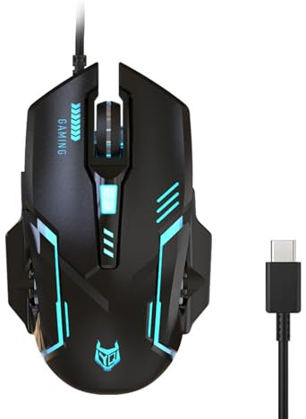XZQYDS TypeC Souris filaire USB C Gaming Mouse avec rétro-éclairage réglable 3600 DPI ergonomique pour PC USB Type C appareils
