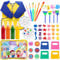 EVNEED 52 pcs Sponge Painting Kids Washable Finger Paint with Assorted Kids Paint Set Portable for Toddlers Drawing Gifts,Age 3+