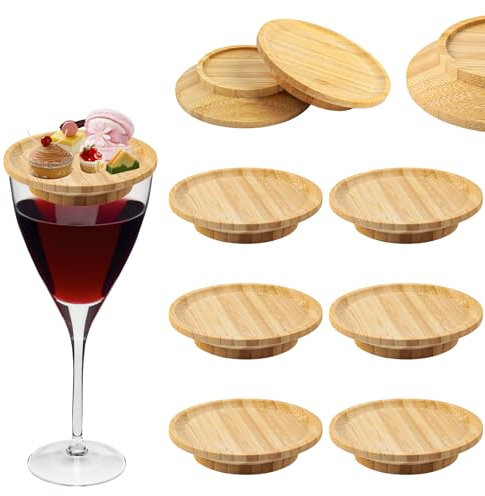 6 Pezzi Topper Per Bicchieri Da Vino, Vino Bicchiere Topper Legno, Topper Per Calici Da Vino, Topper Per Bicchieri Da Vino E Salumi, Per Pasti In Famiglia, Dessert, Bevande E Accessori Per Feste