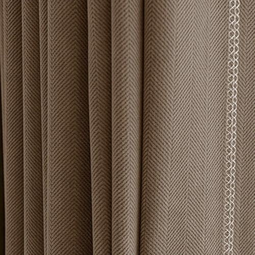 Dsnyu Moderne Gardinen Schlafzimmer, Scheibengardine Schlafzimmer Kaffeefarbe Volltonfarbe Chenille Vorhang für Wohnzimmer 2er Set 137x214cm BxH