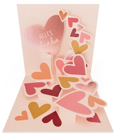 Grafik-Werkstatt |Pretty Pop-Up Mini-Karte | dreidimensional | Geburtstag | Herzen