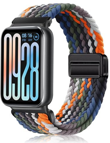 PaceBid Nylon Straps for Xiaomi Smart Band 8 Pro/Smart Band 9 Pro/Xiaomi Redmi Watch 4/Watch 5, Men and Women Braided Magnetic Replacement Watch Band for Xiaomi Mi Band 9 Pro/Mi Band 8 Pro - Colorful