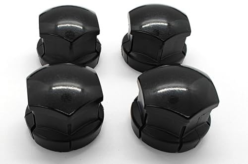 Partsdealers Wheel Nut Covers - Durable Bolt Covers Caps (4, Glossy Black, 19mm VOLVO HEX)