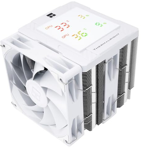 TR-Peerless Assassin 120 Digital White CPU Cooler, Double 120mm PWM Fans with 1850RPM Speed, Support Intel lga1700/1851/115X/1200,AMD:AM4/AM5, Computer CPU Cooling,Digital Screen Top Cover