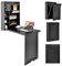 GYMAX Wandklapptisch mit Stauraum, Wandtisch klappbar, Laptoptisch mit 2 verstellbaren Regalen, platzsparender Wandschreibtisch, Esstisch, Bartisch für Küche, Wohnzimmer & Esszimmer, Schwarz