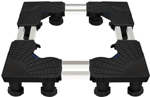Waschmaschinen Untergestell mit 12 robusten Füßen, Passt perfekt zu Waschmaschinen, Kühlschränken und Trocknern, Verstellbar und mit hoher Rutschfestigkeit sowie Stoßdämpfung (DasSchwarz)