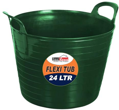 Best House | 1 Pc of Flexi Tub with Handles | 24 Litres | Green | Garden Tubs | Plastic Storage Container for Home, Washing, Garden Waste and DIY Projects - (Pack of 1)