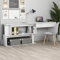 Hommdiy Eckschreibtisch mit Fächern Drehbar Schreibtisch Bürotisch Computertisch Büro PC Tisch Arbeitstisch Laptoptisch Hochglanz-Weiß 200x50x76 cm Holzwerkstoff