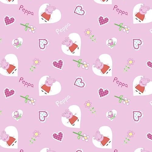 Doppelmoppel Lizenzstoff Bio Baumwollstoff Webware Peppa Wutz Herzen | 11,90 EUR/m