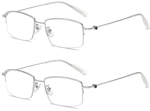 KOOSUFA Halbrand Anti Blaulicht Lesebrille Herren Damen Metall Neuer Scharnier Ultra Leicht Lesebrillen Lesehilfe Halbrandbrille 0.0 1.0 1.5 2.0 2.5 3.0 3.5 4.0