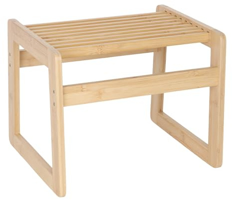Relaxdays Badhocker, Bambus, kompakt, offene Bauweise, Saunahocker, HxBxT: 30 x 38 x 33 cm, Sitzbank Flur und Bad, Natur