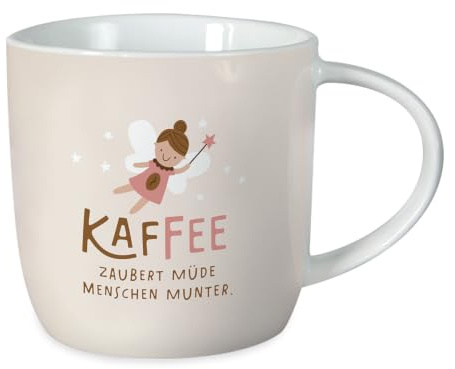 Grafik-Werkstatt Kaffeetasse - Kaffee zaubert - aus Porzellan, 300 ml | Kaffeebecher mit Spruch oder Smiley-Motiv – lebensmittelecht, spülmaschinen- und mikrowellengeeignet
