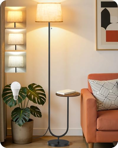 GOEBLESON Stehlampe mit Ablage, Retro Beige, Stehleuchte Wohnzimmer | 3 Farbtemperaturen, moderne Stehleuchte mit verstellbarem Lampenkopf, Büro, Vintage und Beige ZFE21LDD05