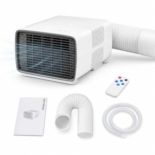 Climatiseur Mobile pour Chambre et Bureau, 900W de Refroidissement, 280W Faible Consommation, 45 dB Silencieux, Minuterie 1-12H, Affichage Numérique, Télécommande