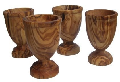 Naturally Med - Conjunto de hueveras de madera de olivo, 7 cm, 4 unidades