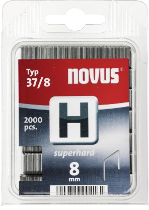 Novus Feindrahtklammern 8 mm superhart, für Hammertacker, 2000 Tackerklammern vom Typ H37/8, Heftmittel aus Stahldraht