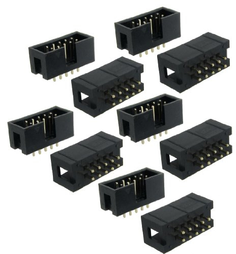sourcing map 10 Pcs 2x5 Pin 2.54mm Pitch Double Row Breadboard IDC Headers