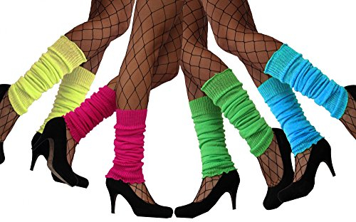 Sexy 80er Jahre Neon Stulpen für Damen - Tolles Accessoires zum Aerobic Kostüm 90er Bad Taste Farbe Grün