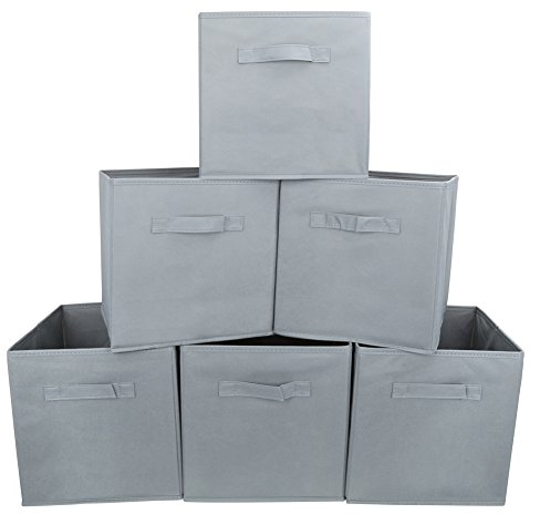 EZOWARE 6er-Pack Aufbewahrungsbox faltbare Aufbewahrungskiste faltbox und weichem Stoff in Würfelform - Grau