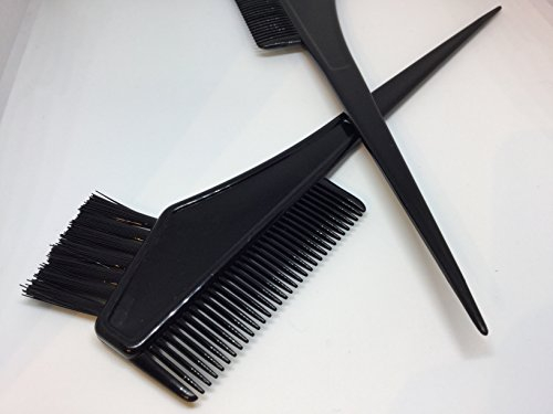 niavida 2 x Färbepinsel mit Kamm 20,5 cm Färbekamm Friseur Salon Strähnenkamm Schwarz