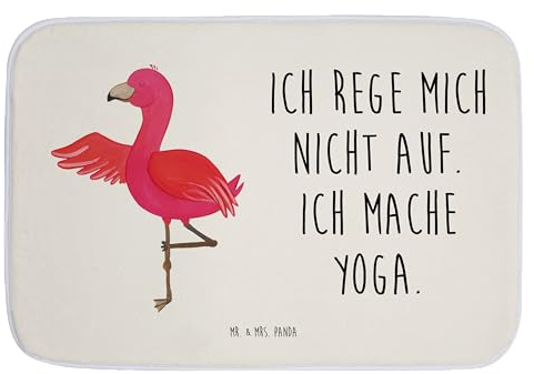 Mr. & Mrs. Panda Badvorleger Flamingo Yoga - Geschenk, Entspannung, Badteppiche, Badematten, Yoga-Übung, Duschvorleger, Badgarnitur, Namaste, Rosa,