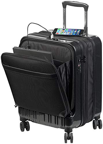 Xcase Koffer mit Dehnfalte: Handgepäck-Trolley mit Dehnfalte, Powerbank-Anschluss, TSA, 34/39 l (Hartschalenkoffer mit, Handgepäck Koffer mit, Geschenk Herren)