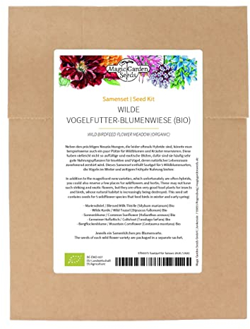 Wilde Vogelfutter-Blumenwiese (Bio) - Samenset mit 5 schönen Wildblumensorten, die im Winter Vogelfutter bereitstellen